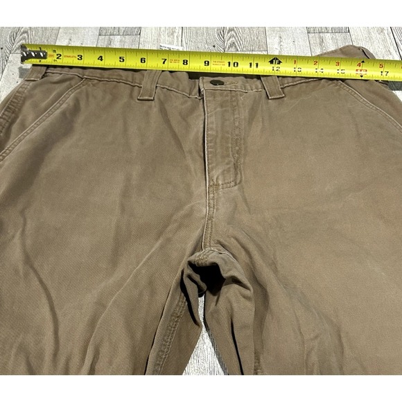 Carhartt Pants Mens 34x32 Relaxed Fit Beige Khaki Cotton Chino Workwear 5 pocket - Picture 5 of 7